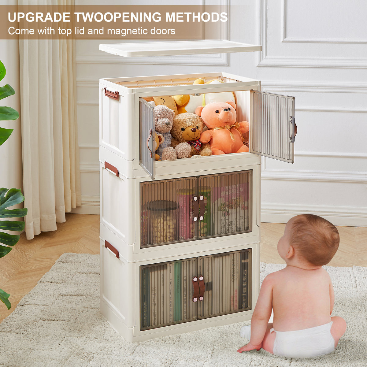 3 - Piece Stackable Storage Bins with Lid 3 Tier